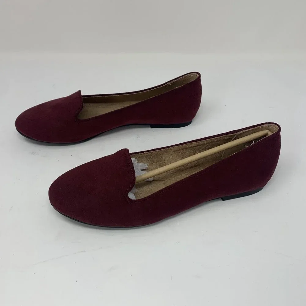 Style & Co Alysonn 10007438700 Ballet Flats Womens 6.5M Plum Suede Slip On S0550